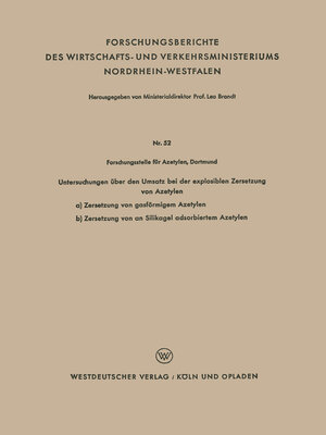cover image of Untersuchungen über den Umsatz bei der explosiblen Zersetzung von Azetylen